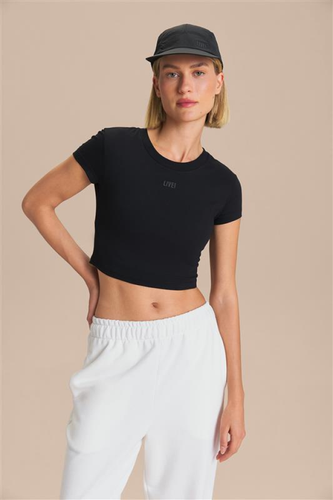 Blusa Cropped Pima Slim Preta LIVE!