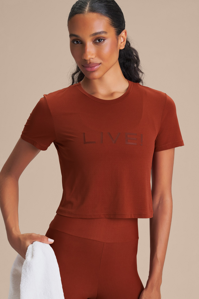 Camiseta Cropped Fitness Feminina LIVE! Comfort Rust Red