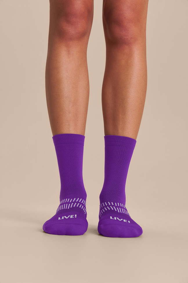 Meia Reflex Run Long Unissex Violet Pace LIVE!