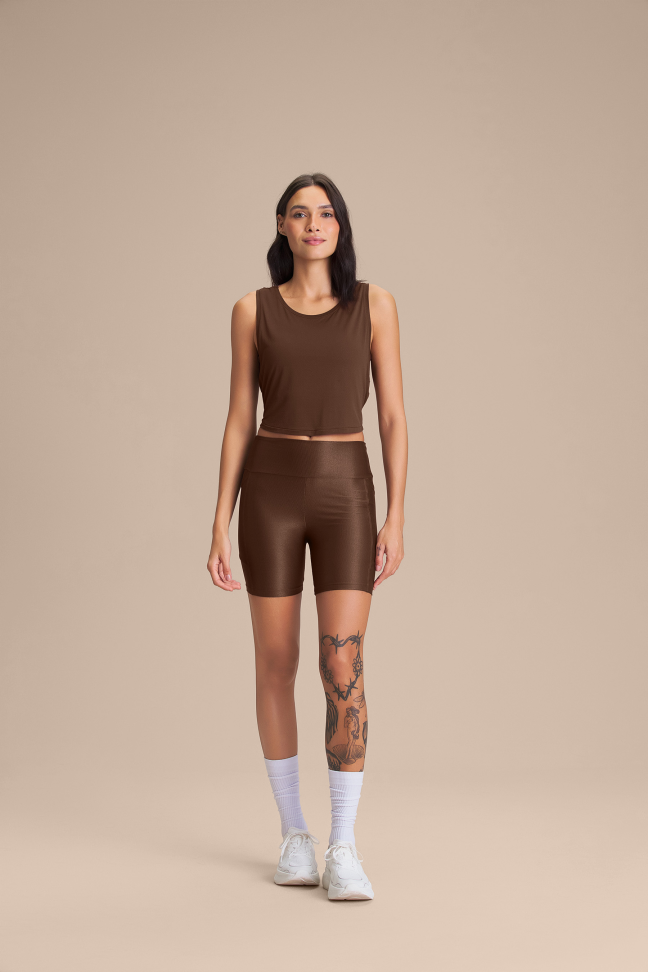 Regata Cropped Fitness Feminina LIVE! Comfort Sepia Brown - #5