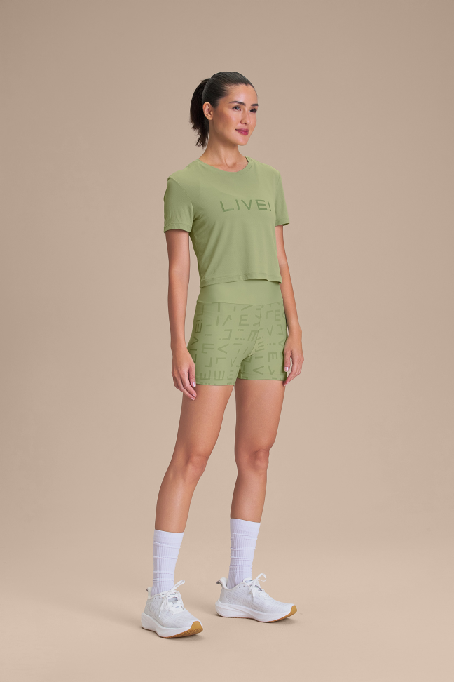 Camiseta Cropped Fitness Feminina LIVE! Comfort Herbal Green - #3