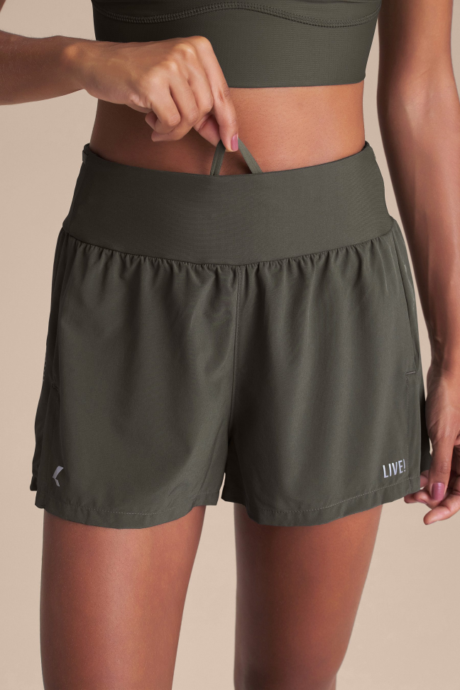 Shorts Fitness Feminino LIVE! Pro Six Pockets Dryside Obsidian Grey com 6 Bolsos