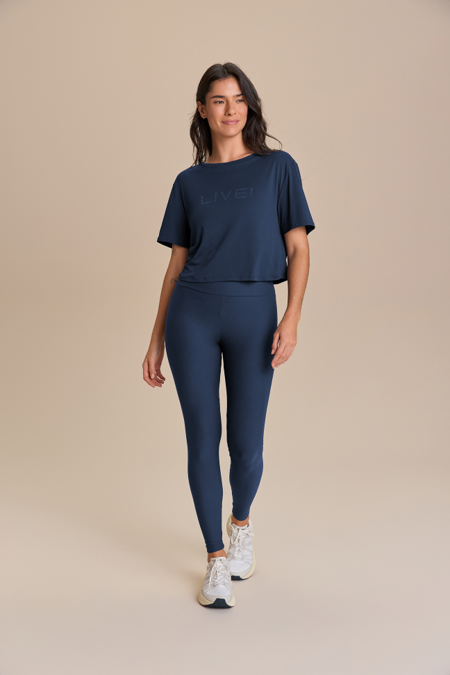 Camiseta Cropped LIVE! Comfort Azul Drop