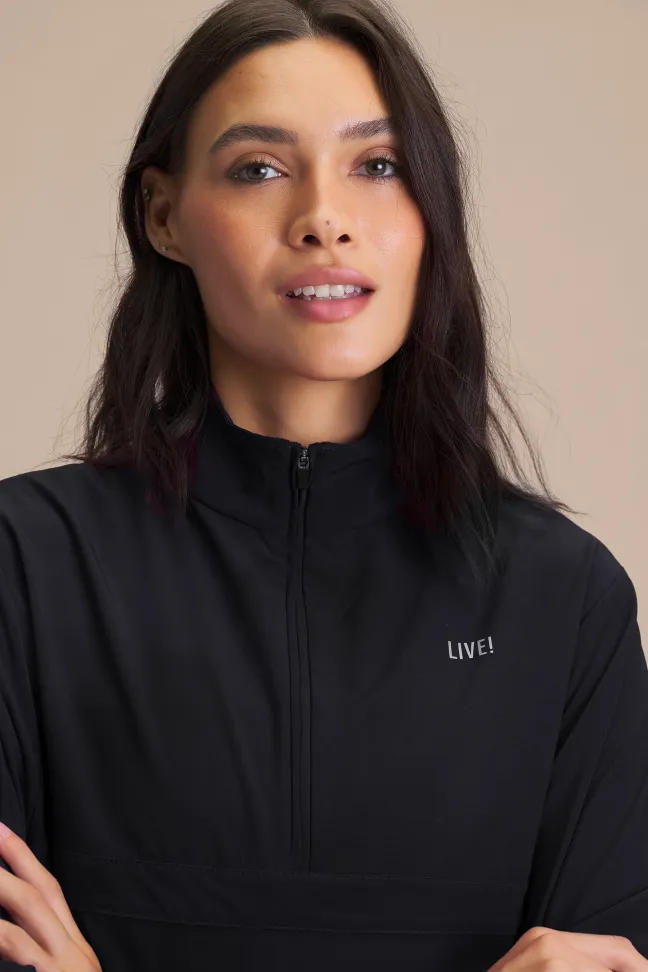 Blusão Cropped Fitness Feminino LIVE! Half Zip Dryside Preto - #3