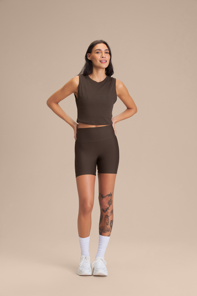 Regata Cropped Fitness Feminina LIVE! Comfort Cocoa Brown - #4