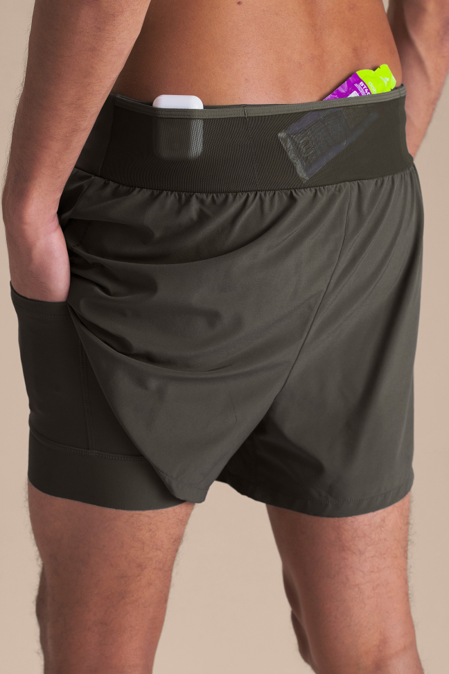Bermuda de Corrida Masculina LIVE! Run Six Pockets 4" Dryside Obsidian Grey - #5