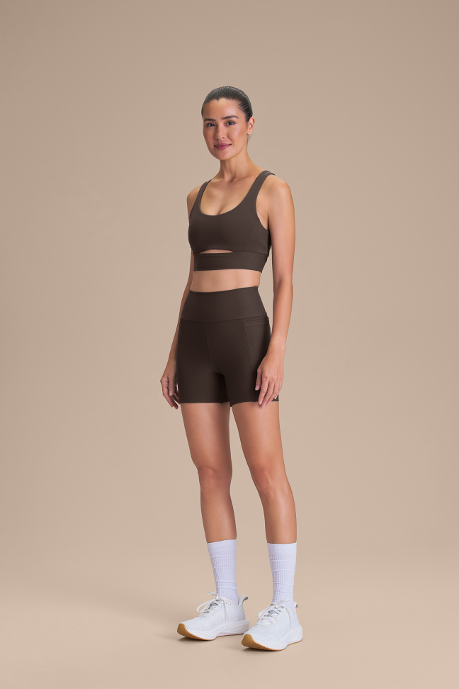 Shorts Fitness Feminino LIVE! Fit Green® Cocoa Brown