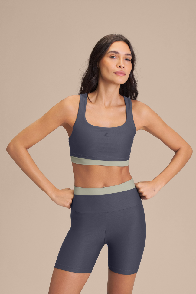 Top Fitness Feminino LIVE! Dual Allure® Mat Adaptiv Iron Blue