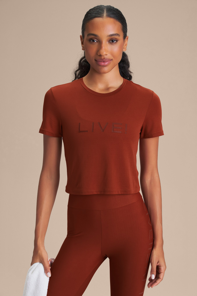 Camiseta Cropped Fitness Feminina LIVE! Comfort Rust Red
