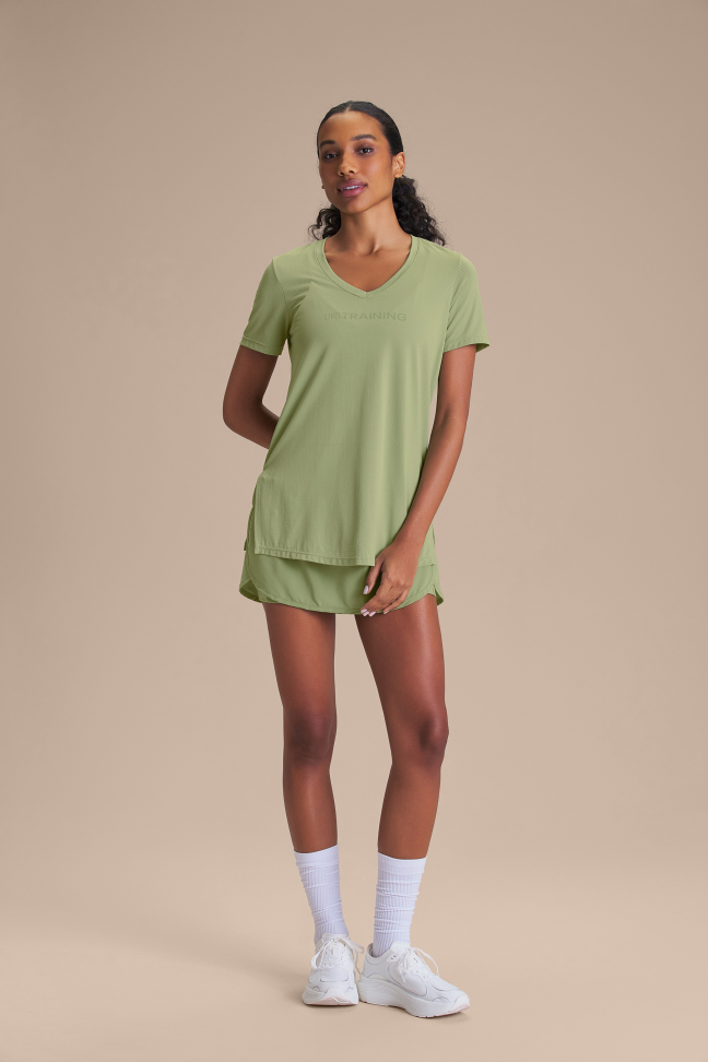 Saia Fitness Feminina LIVE! Dryside Herbal Green com Shorts Interno e Bolsos