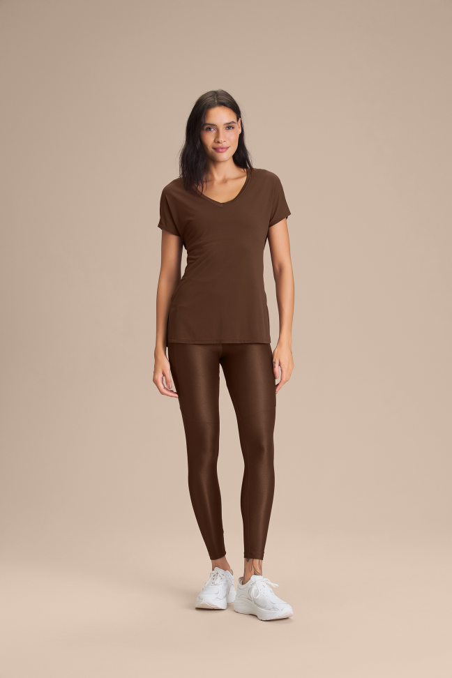 Camiseta Fitness Feminina LIVE! V Comfort com Quick Dry Sepia Brown - #6