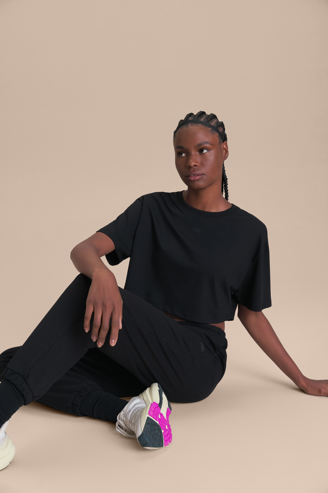 Camiseta Cropped Pima Slim Preto LIVE! - #4