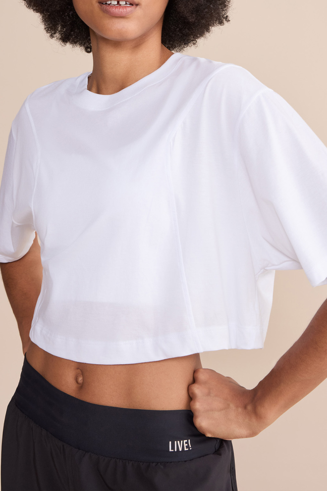 Camiseta Cropped Soft Pima Branco LIVE!