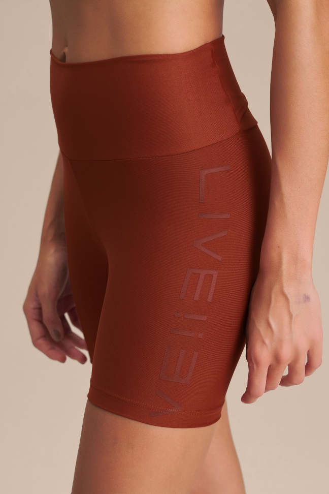 Shorts Fitness Feminino LIVE! Icon Neo Hydefit® Adaptiv Rust Red