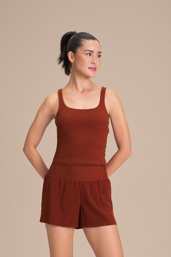 Regata Cropped Fitness Feminina LIVE! Move Sense® Rust Red