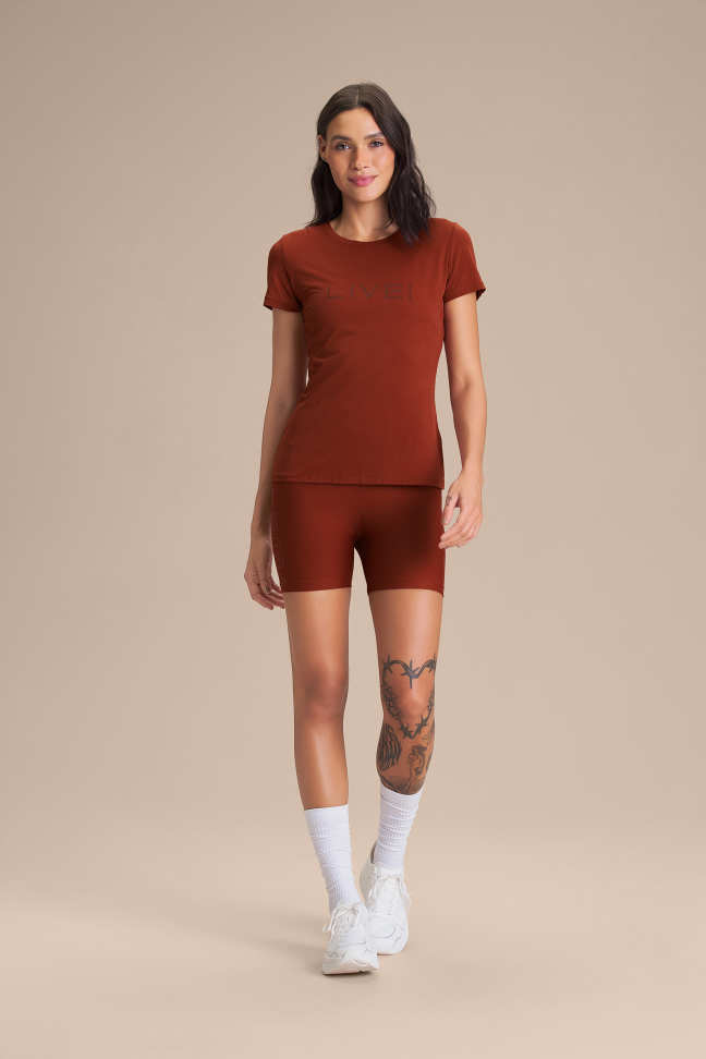 Camiseta Fitness Feminina LIVE! Comfort Rust Red - #4