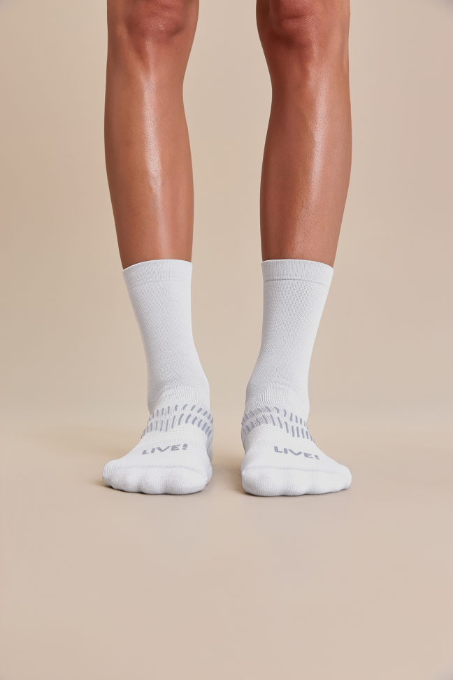 Meia Reflex Run Long Unissex Branca LIVE!