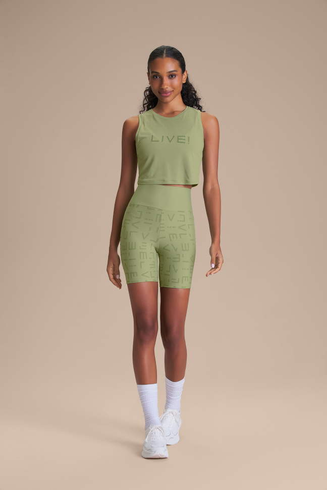 Bermuda Fitness Feminina LIVE! Icon Hydefit® Adaptiv Herbal Green