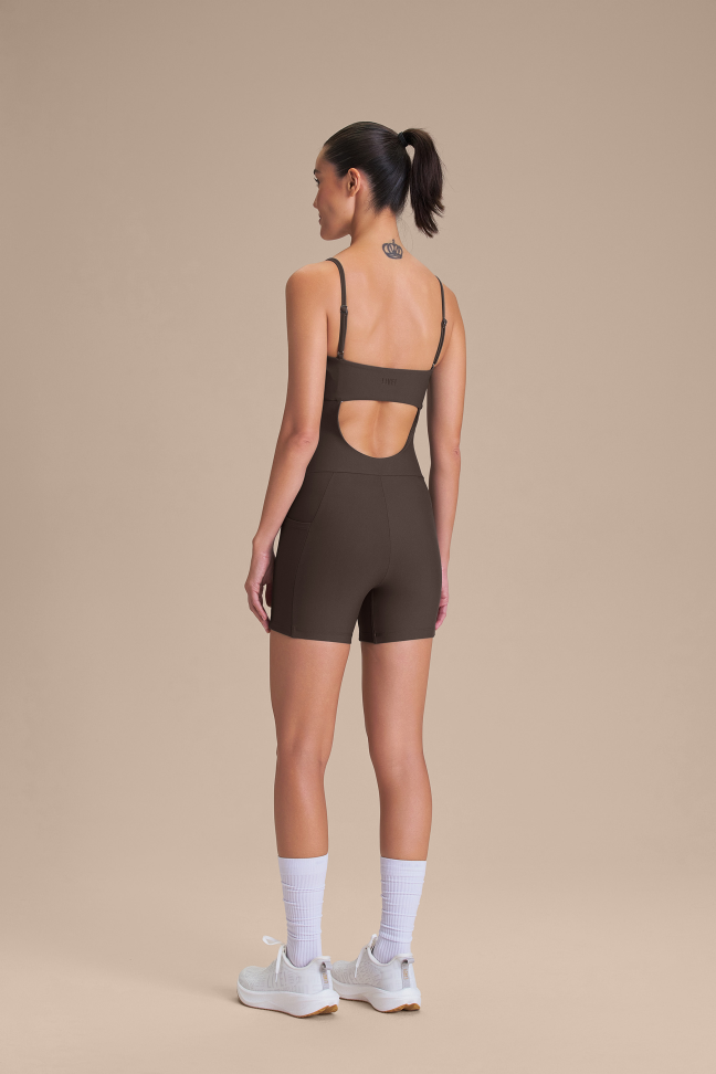 Macaquinho Fitness Feminino LIVE! Fit Green® Cocoa Brown com Bolsos - #3