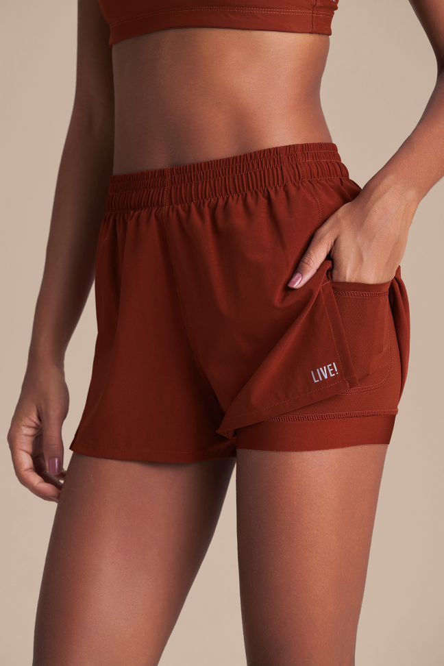 Shorts Esportivo Feminino LIVE! Movement Dryside Rust Red com Bolsos e Quick Dry - #6