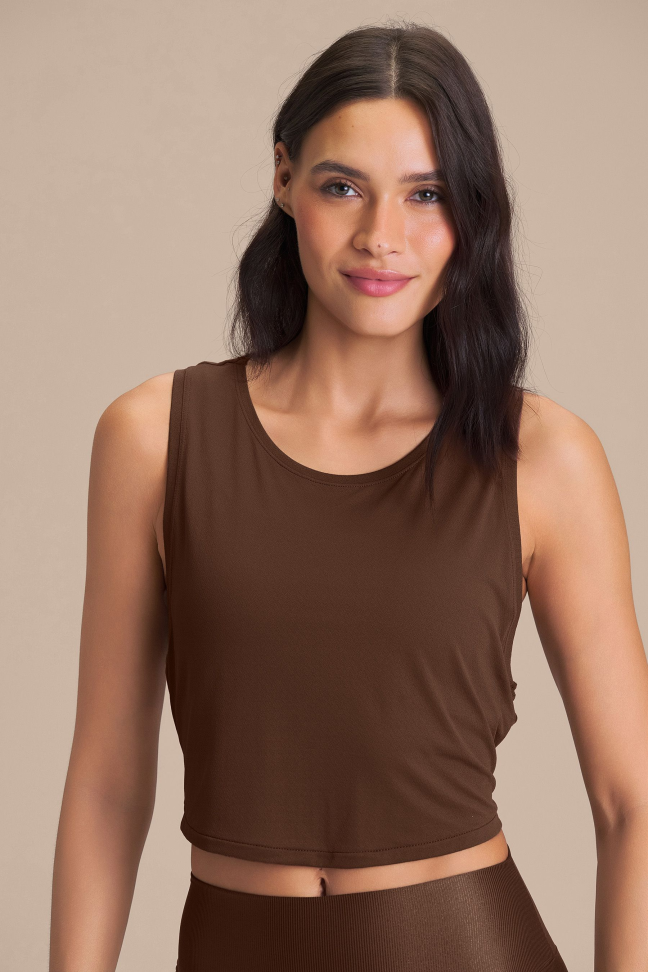 Regata Cropped Fitness Feminina LIVE! Comfort Sepia Brown
