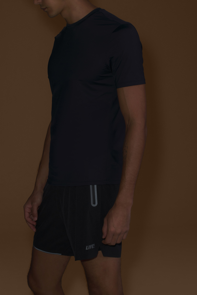 Camiseta de Corrida Masculina LIVE! Run Slim Harmony Pro Preta com UV 50+ - #4