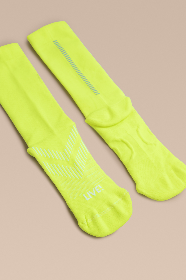 Meia Reflex Run Long Unissex Lime LIVE!