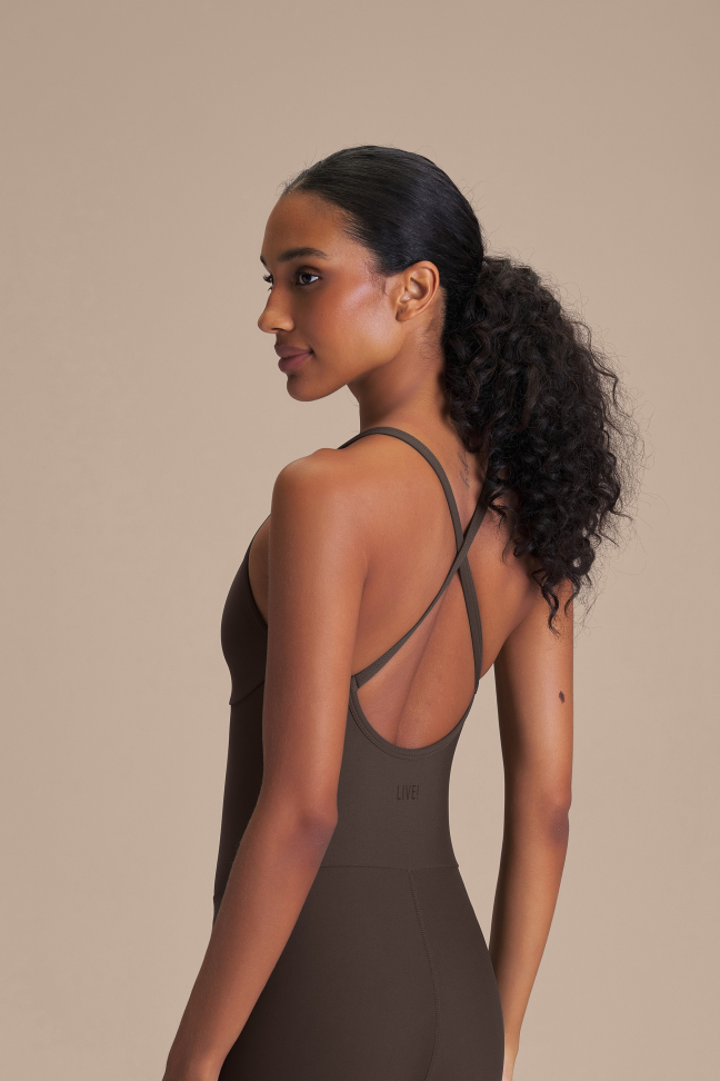 Macacão Fitness Feminino LIVE! Fit Green® Cocoa Brown - #3
