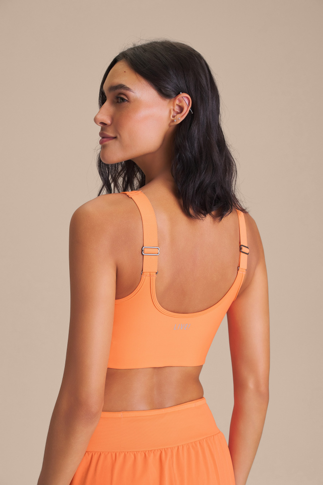 Top Fitness Feminino LIVE! Speed Solar Orange com Bojo Fixo e UV 50+