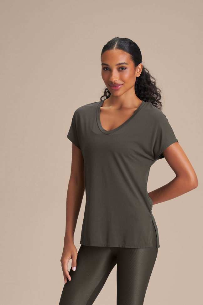 Camiseta Fitness Feminina LIVE! V Comfort Obsidian Grey