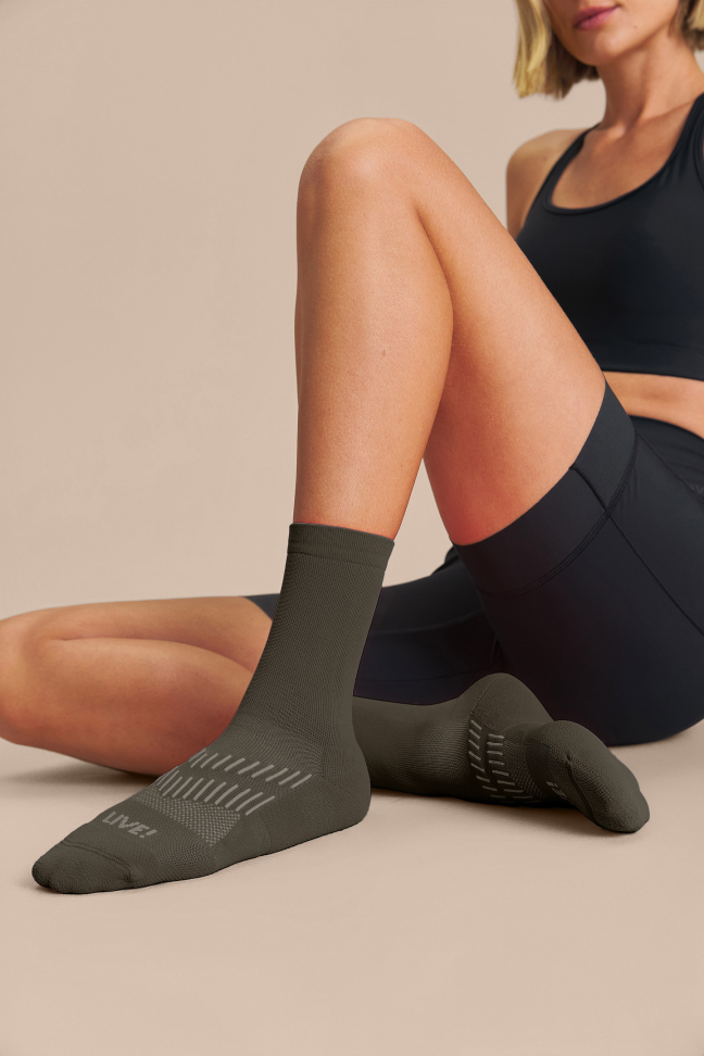 Meia Esportiva Unissex LIVE! Reflex Run Long Obsidian Grey Cano Longo - #3
