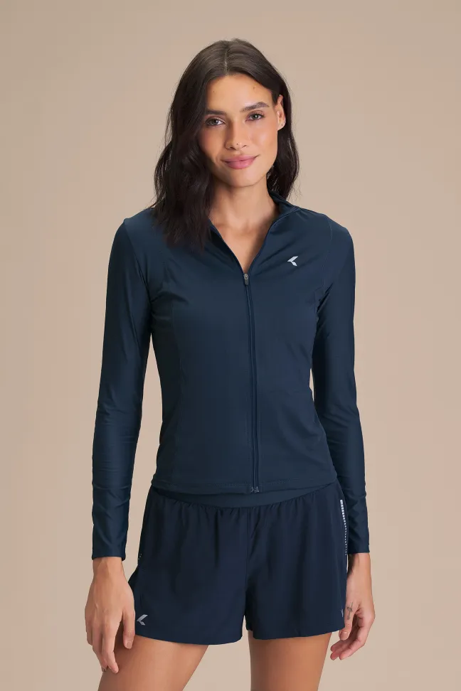Jaqueta Fitness Feminina LIVE! Harmony Pro Azul Drop