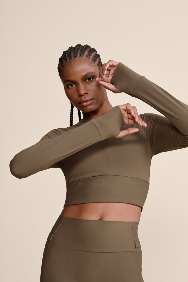 Blusa Cropped ML Race Pro® Tule Ashes