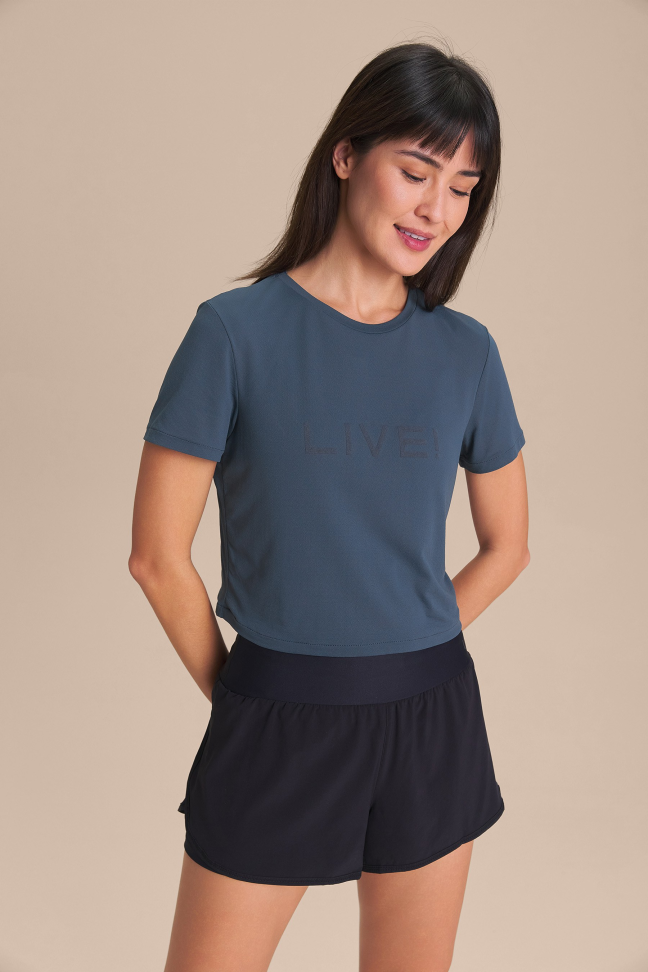 Camiseta Cropped LIVE! Comfort Misteel Blue