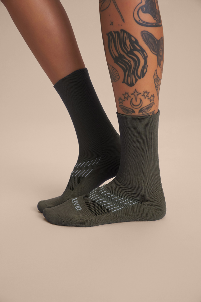 Meia Esportiva Unissex LIVE! Reflex Super Long Obsidian Grey