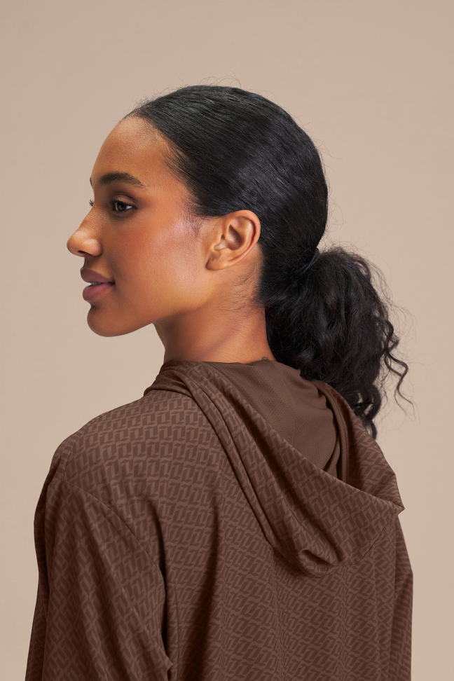 Jaqueta Fitness Feminina LIVE! Symbol Dryside Sepia Brown com Capuz e Zíper - #4