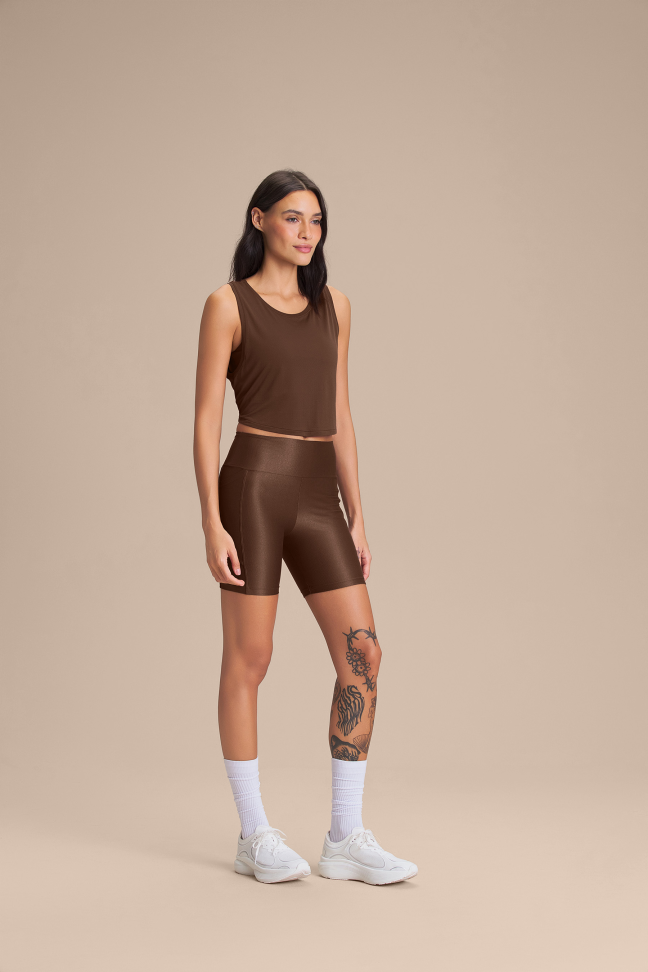 Regata Cropped Fitness Feminina LIVE! Comfort Sepia Brown - #4