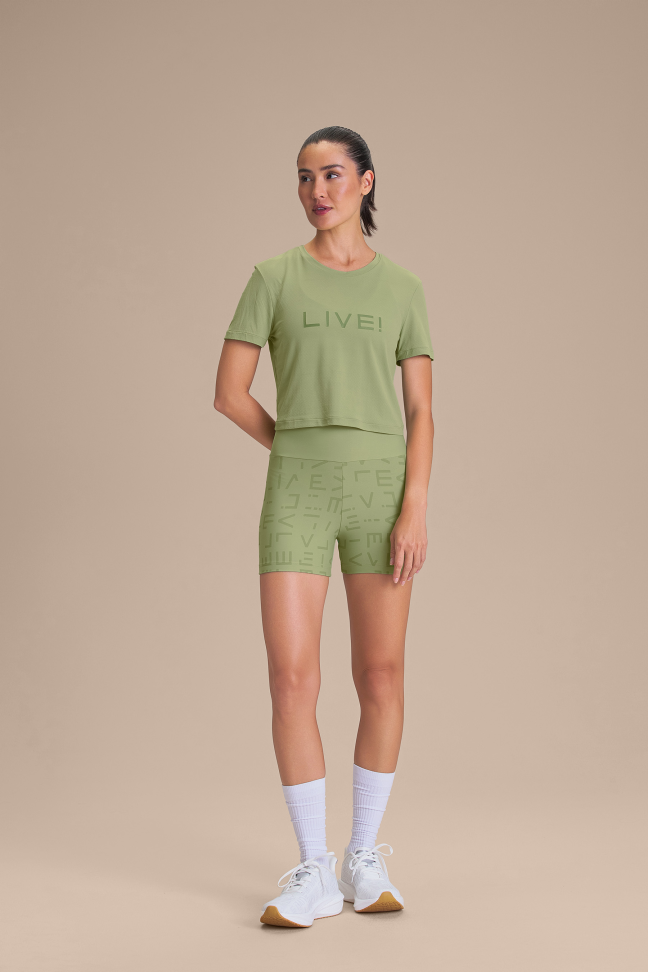 Camiseta Cropped Fitness Feminina LIVE! Comfort Herbal Green - #4