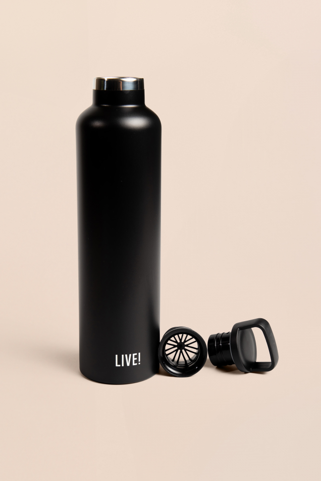 Garrafa Microdrink Steel 1L Preta LIVE!