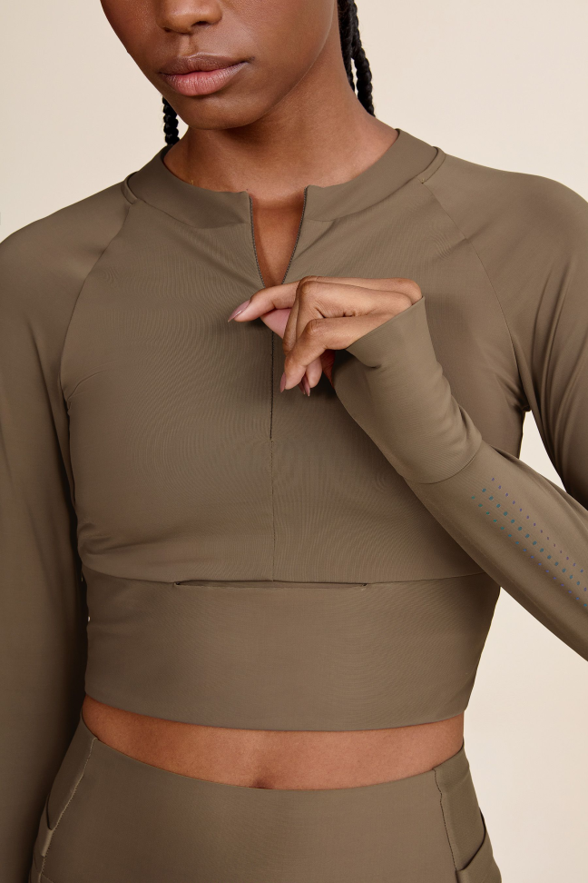 Blusa Cropped ML Race Pro® Tule Ashes