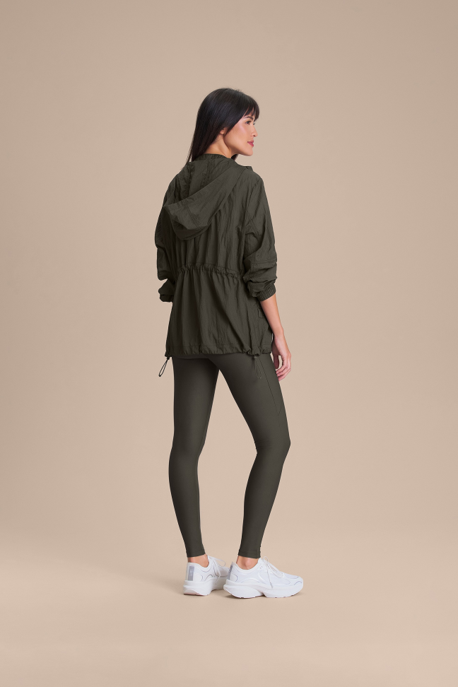 Jaqueta Esportiva Feminina LIVE! Nylon Racer Obsidian Grey com Capuz - #6