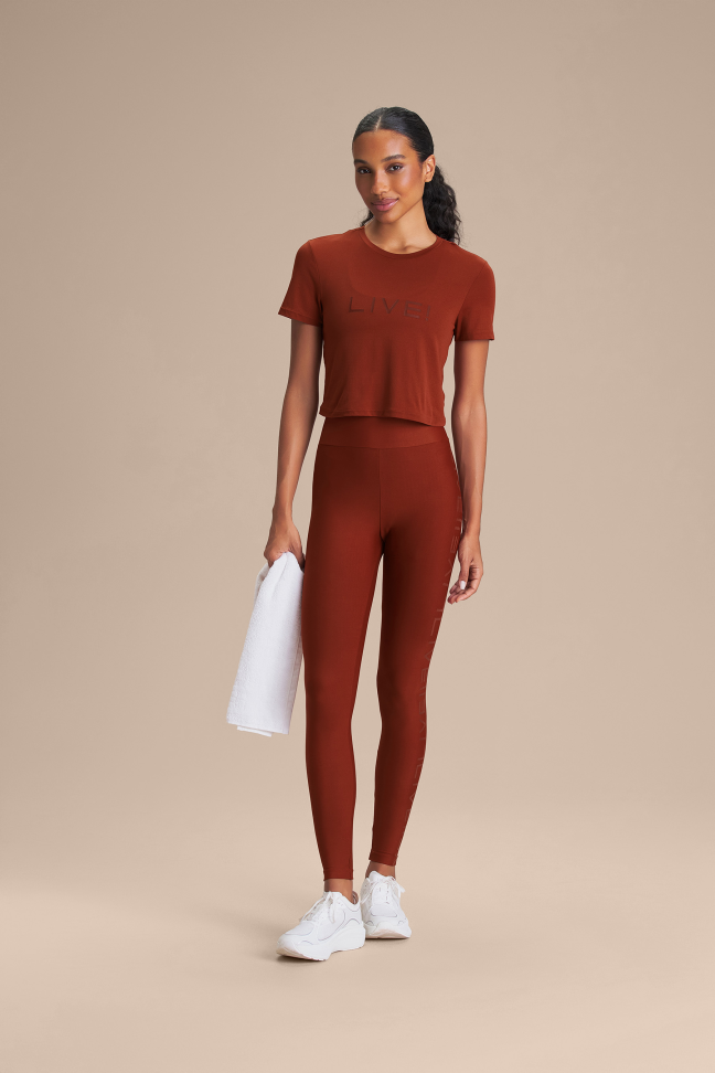 Camiseta Cropped Fitness Feminina LIVE! Comfort Rust Red - #4