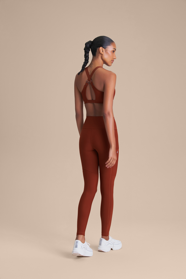 Legging Fitness Feminina LIVE! Intense Race Pro® Rust Red com Bolsos e UV 50+ - #4
