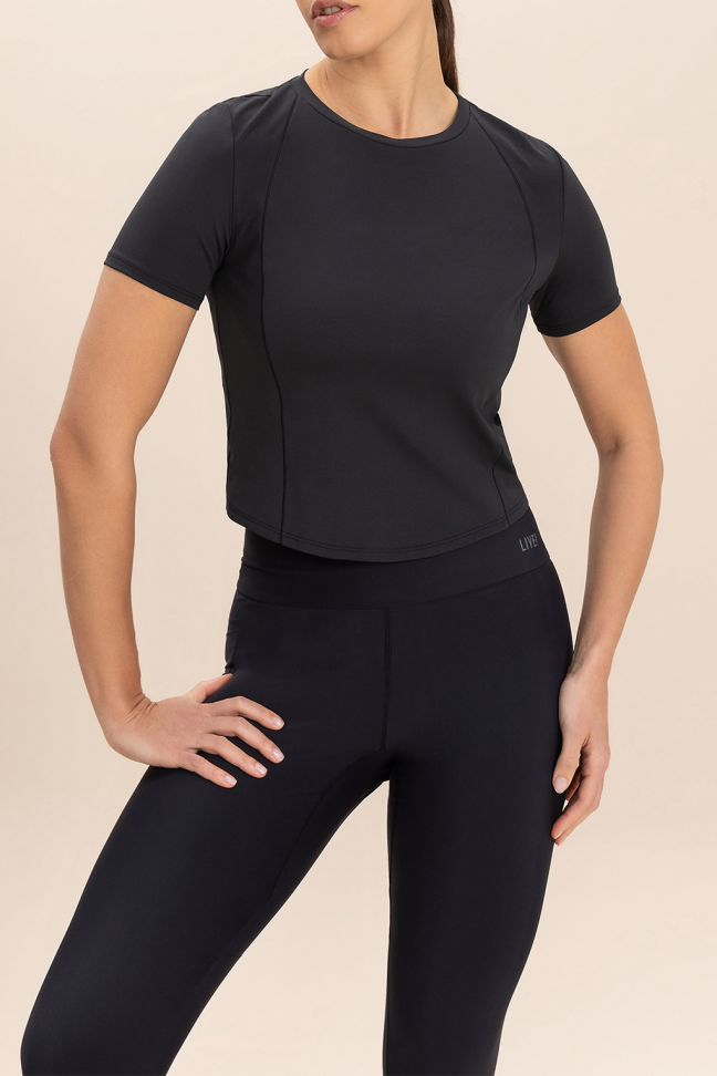 Blusa Cropped Reflex Stretch Noir Black Preto LIVE!