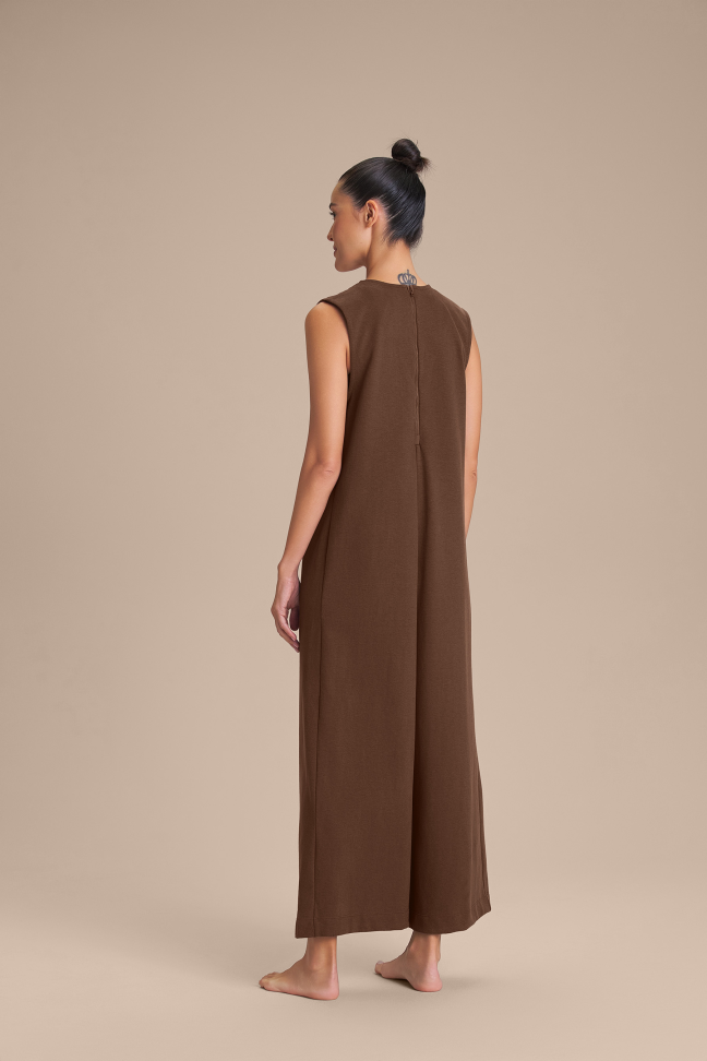 Macacão Midi Feminino LIVE! Malhão Rino 100% Algodão Sepia Brown - #4