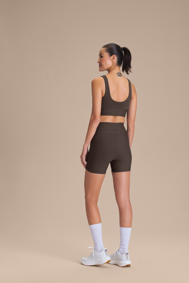 Shorts Fitness Feminino LIVE! Fit Green® Cocoa Brown - #3