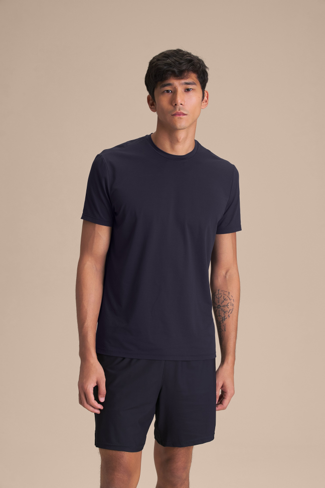 Camiseta de Corrida Masculina LIVE! Run Comfy Men Softgreen Blue Ink