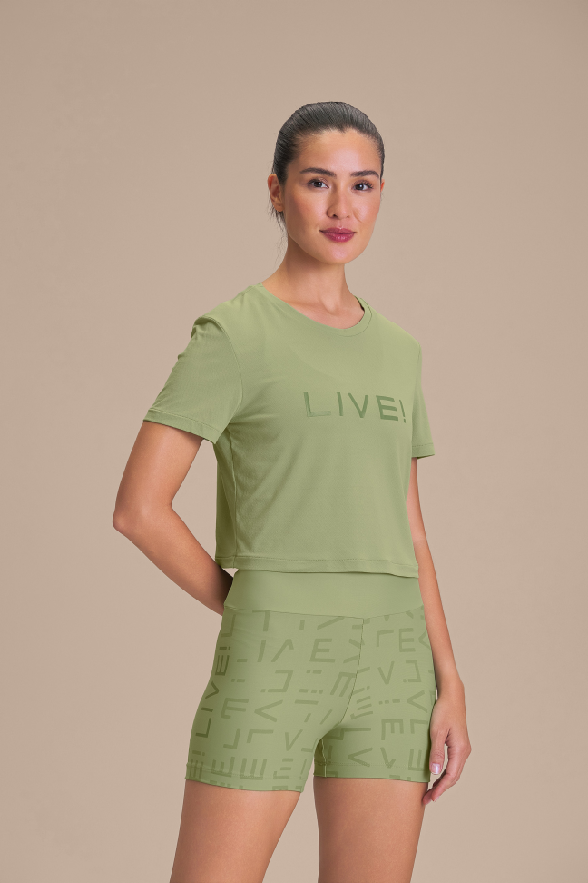Camiseta Cropped Fitness Feminina LIVE! Comfort Herbal Green
