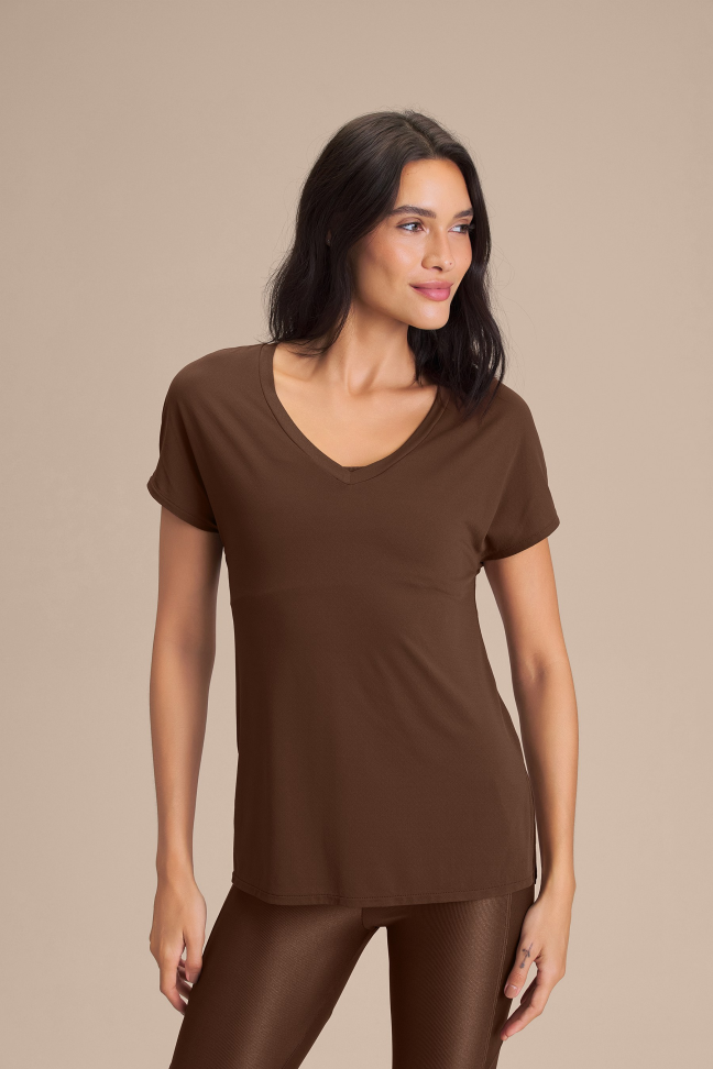 Camiseta Fitness Feminina LIVE! V Comfort com Quick Dry Sepia Brown