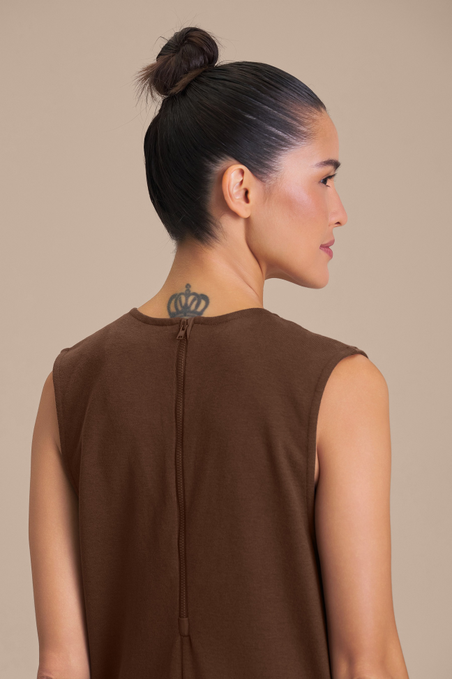 Macacão Midi Feminino LIVE! Malhão Rino 100% Algodão Sepia Brown - #3